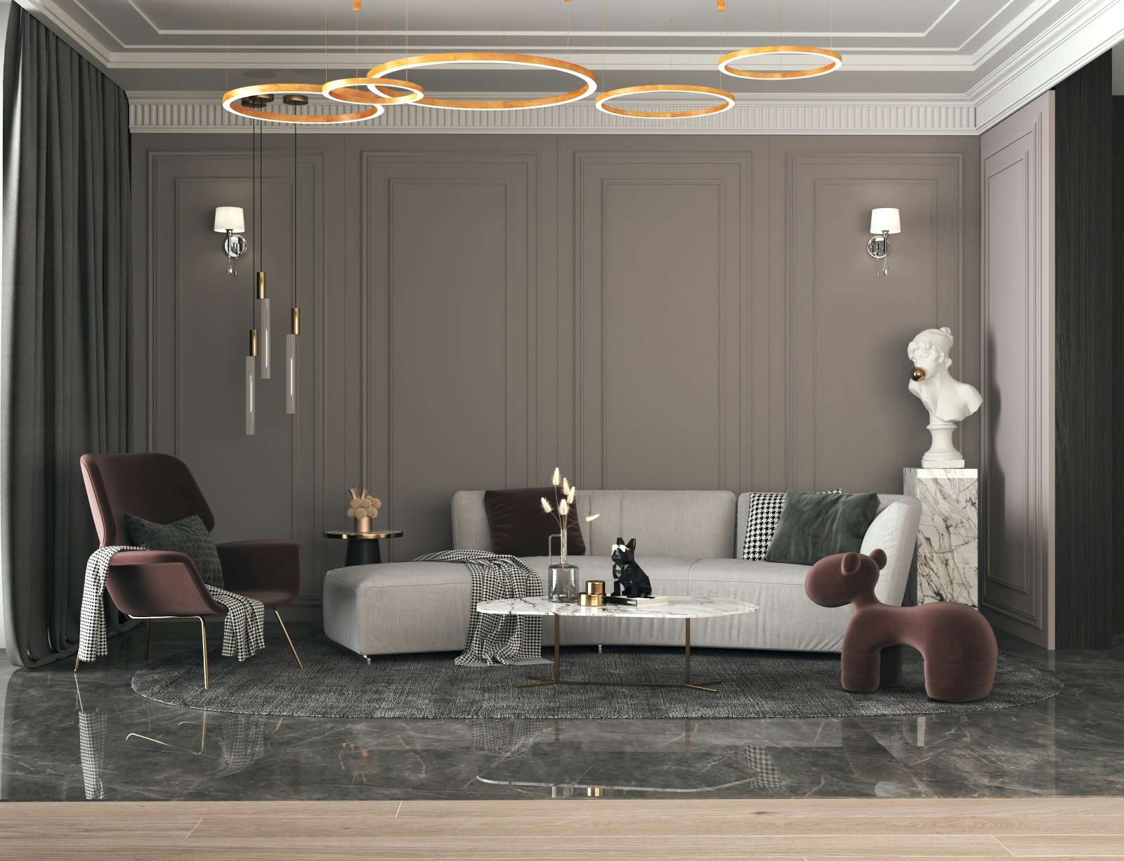 Elegant living room finished with premium materials